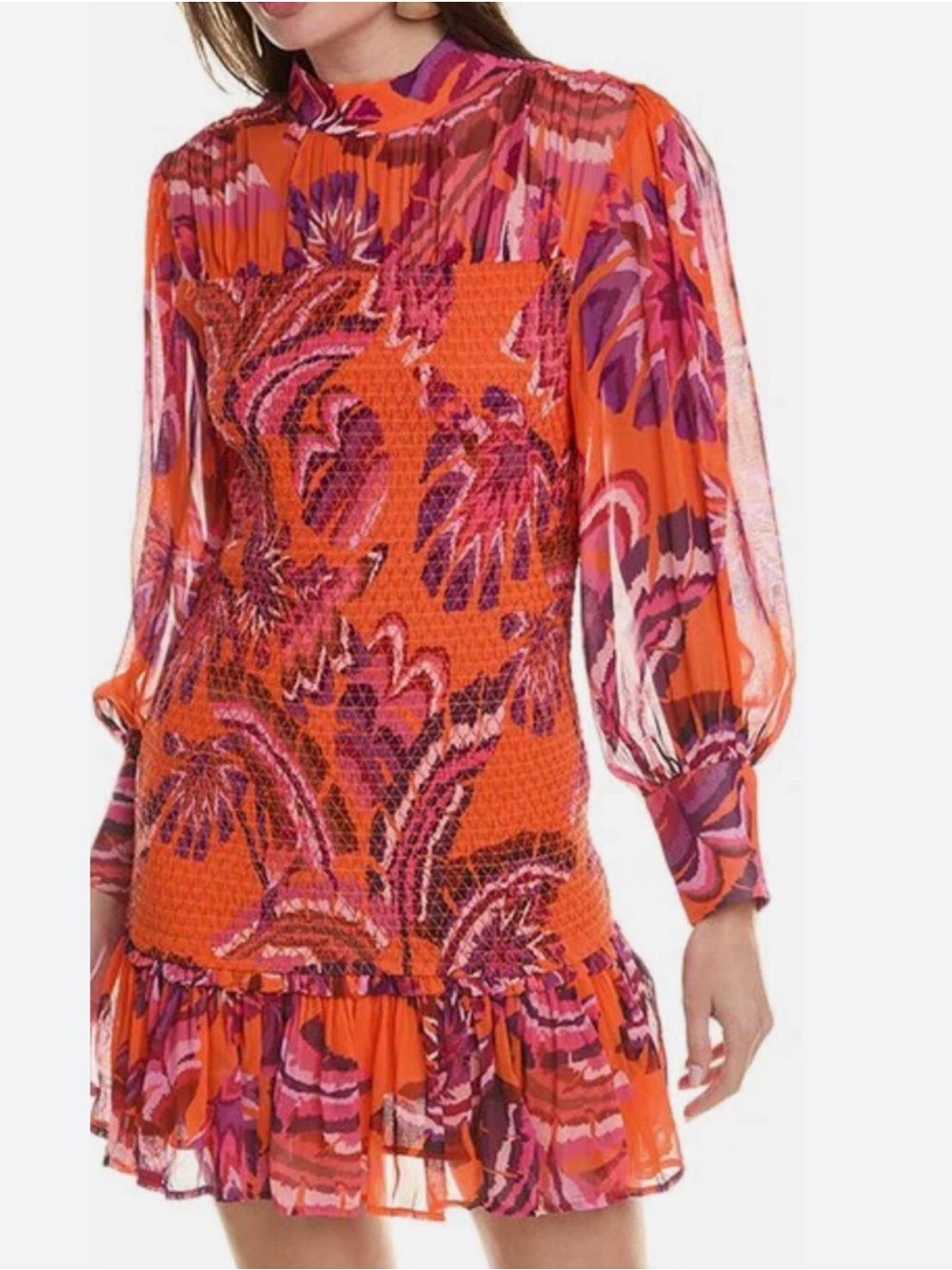 FARM Rio Chevron Forest Orange Mini Dress Size XS